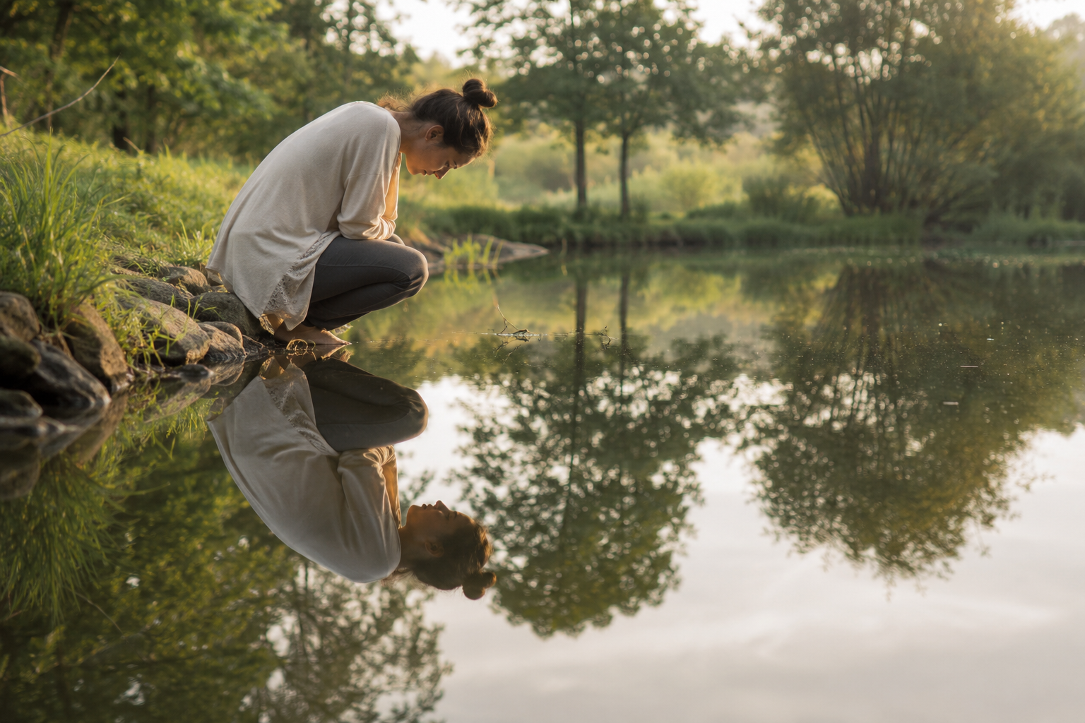 Personne face à son reflet, image libre Pexels